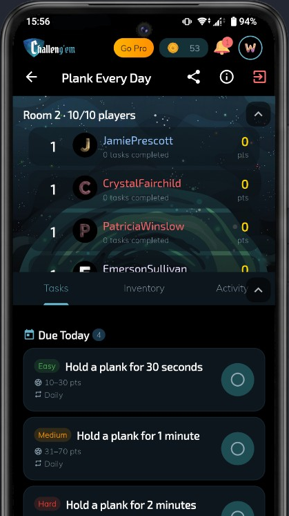 Today's tasks, ranked easy, medium, and hard